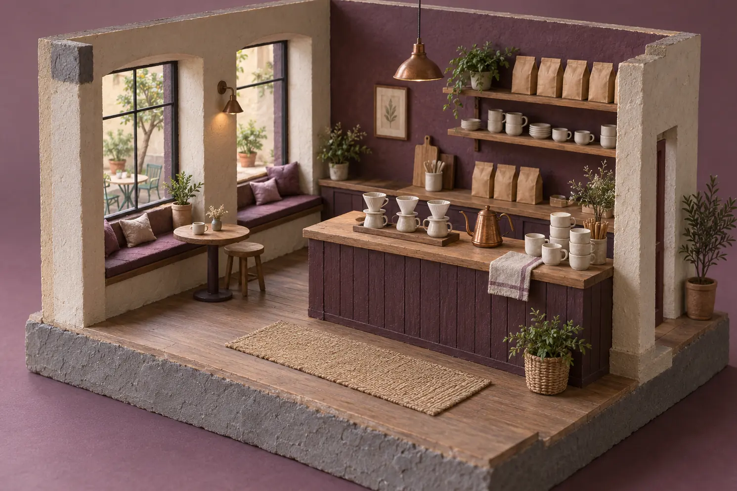 Illustration of cafés and their working space